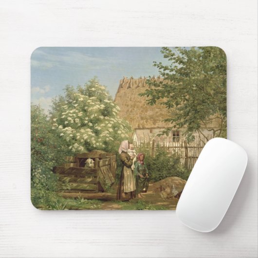 Het voederen van kippen muismat (Met muis)