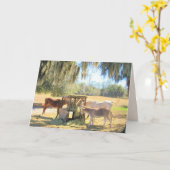 Het voederstation - Paarden en Wenskaart van Donke Kaart (Gele Bloem)