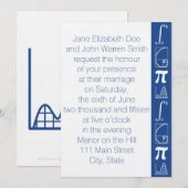 Het voegt toe in Blue Wedding Invitation Kaart (Voorkant / Achterkant)