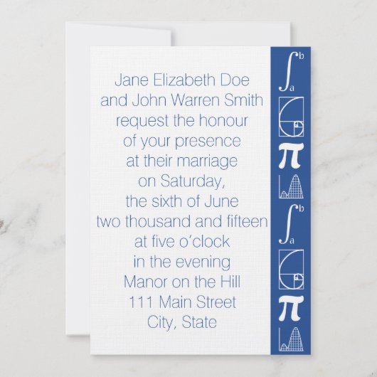 Het voegt toe in Blue Wedding Invitation Kaart (Voorkant)