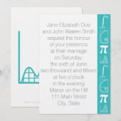 Het voegt toe in Turquoise Wedding Invitation Kaart (Voorkant / Achterkant)
