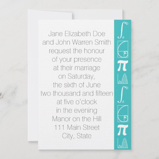 Het voegt toe in Turquoise Wedding Invitation Kaart (Voorkant)