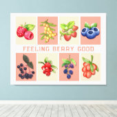 HET VOELEN VAN BES GOED aardbeienbessen Canvas Afdruk (Insitu (Houten vloer))