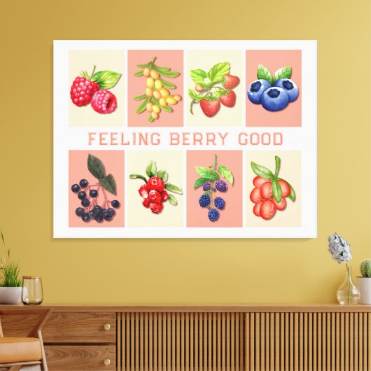 HET VOELEN VAN BES GOED aardbeienbessen Canvas Afdruk (Insitu (Woonkamer))