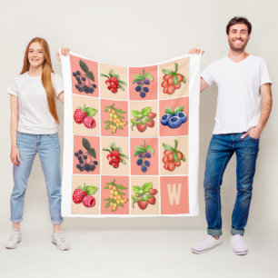 HET VOELEN VAN BES GOED Aardbeienbessen MONOGRAM Fleece Deken