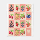 HET VOELEN VAN BES GOED Aardbeienbessen MONOGRAM Fleece Deken (Voorkant)