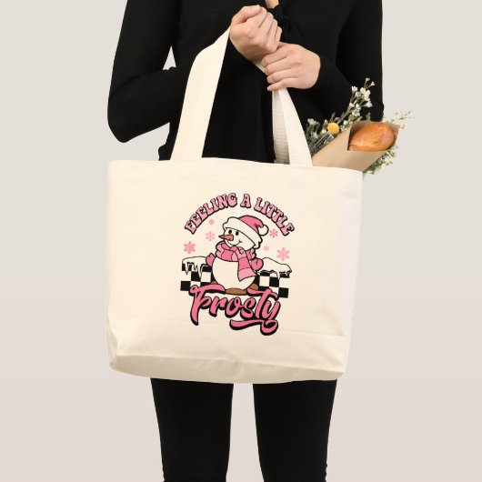 Het voelen van een beetje ijzig Schattigee sneeuwm Grote Tote Bag (Voorkant (product))