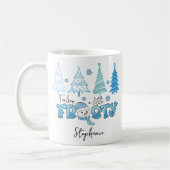 Het voelen van een kleine Frosty Winter Snowman pe Koffiemok (Links)