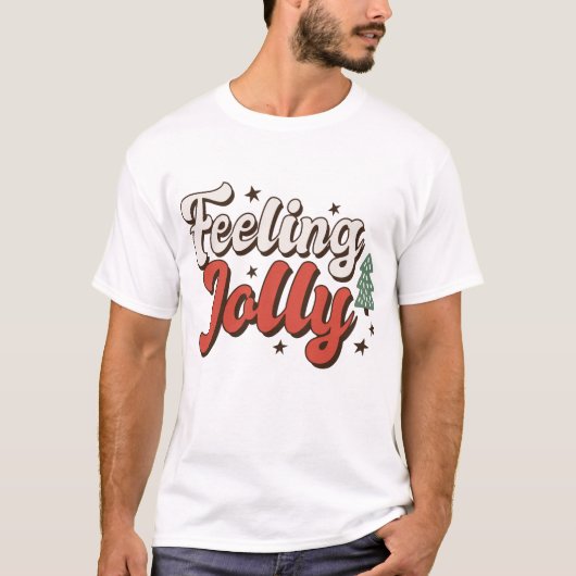 Het voelen van Jolly Retro Kerstmis T-shirt (Voorkant)