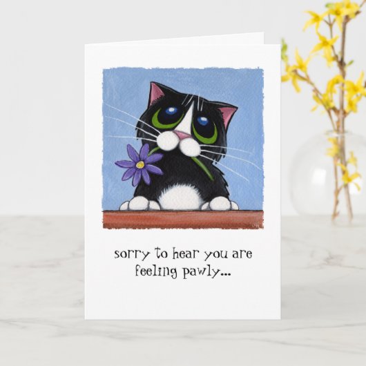 Het voelen van Kat Pawly met Bloem Kaart (Gele Bloem)