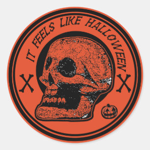 Het voelt als Halloween-Skull Cross-botten Ronde Sticker