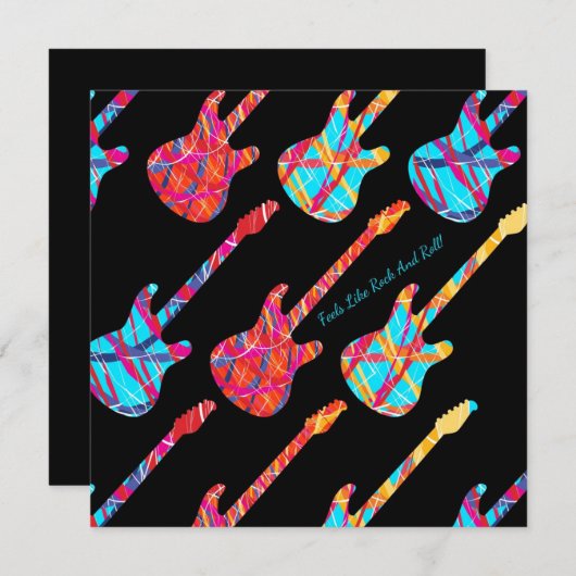 Het voelt als rock en Roll. - partijuitnodiging Kaart (Voorkant / Achterkant)