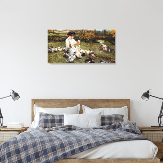 Het voer van de Eenden Canvas Afdruk (Insitu (Slaapkamer))