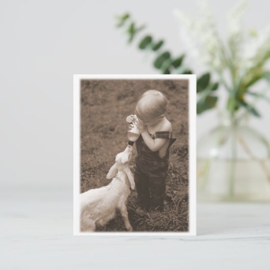 Het voer van de geit briefkaart (Staand voorkant)