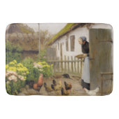 Het voeren van de Kippen (door H.A. Brendekilde) Badmat (Voorkant)
