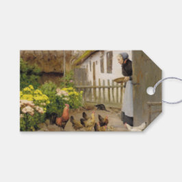 Het voeren van de Kippen (door H.A. Brendekilde) Cadeaulabel