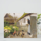 Het voeren van de Kippen (door H.A. Brendekilde) Kaart (Staand voorkant)