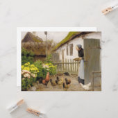 Het voeren van de Kippen (door H.A. Brendekilde) Kaart (Voorkant / Achterkant in situ)