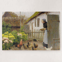 Het voeren van de Kippen (door H.A. Brendekilde) Legpuzzel
