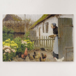 Het voeren van de Kippen (door H.A. Brendekilde) Legpuzzel