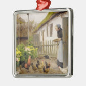 Het voeren van de Kippen (door H.A. Brendekilde) Metalen Ornament (Links)