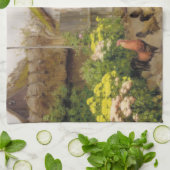 Het voeren van de Kippen (door H.A. Brendekilde) Theedoek (Gevouwen)