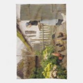 Het voeren van de Kippen (door H.A. Brendekilde) Theedoek (Verticaal)