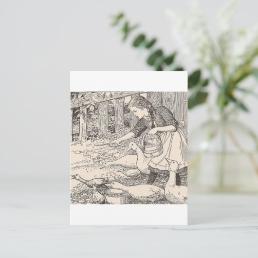 Het voeren van eenden briefkaart (Staand voorkant)