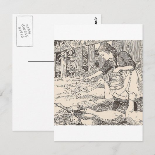 Het voeren van eenden briefkaart (Voorkant / Achterkant)