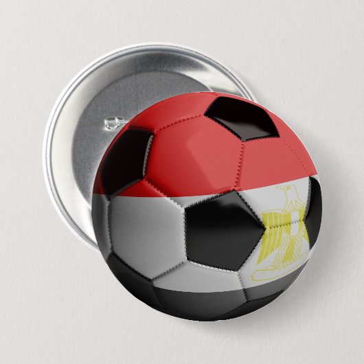 Het Voetbal van de Vlag van Egypte Ronde Button 7,6 Cm (Voorkant /achterkant)