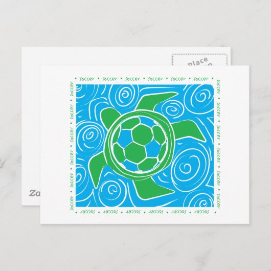 Het Voetbal van het Strand van de schildpad Briefkaart (Voorkant / Achterkant)