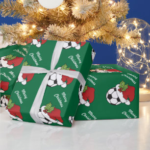 Het Voetbal van Kerstmis met Donkergroen Cadeaupapier