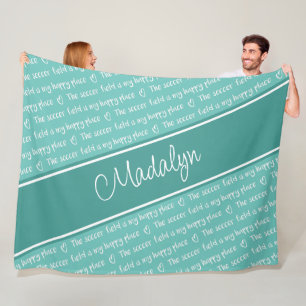 Het voetbalveld is mijn gelukkige plek blauwgroen fleece deken