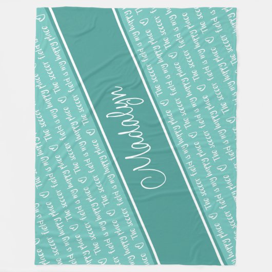 Het voetbalveld is mijn gelukkige plek blauwgroen fleece deken (Voorkant)