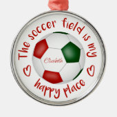 Het voetbalveld is mijn gelukkige plek metalen ornament (Voorkant)