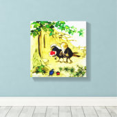 Het vogelhuwelijk canvas afdruk (Insitu (Houten vloer))