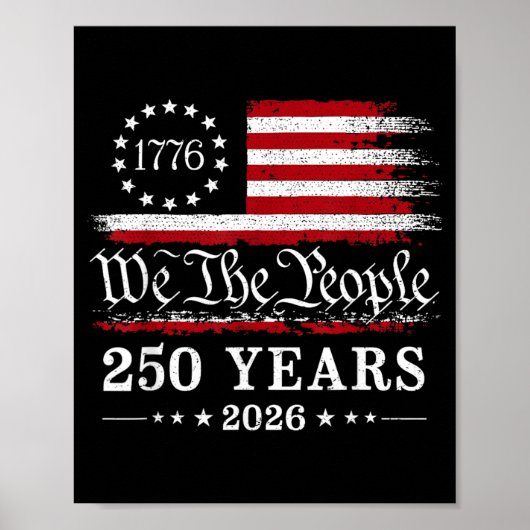 Het Volk 250 Jaar 1776 2026 Amerikaanse Vlag Poster (Voorkant)