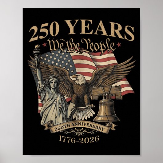 Het Volk 250 Jaar 1776-2026 Liberty Bell Adelaar Poster (Voorkant)