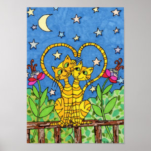 Het VolksArt. van de Katten van de liefde Poster