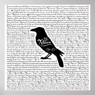 Het volledige gedicht van Raven door Edgar Allan P Poster