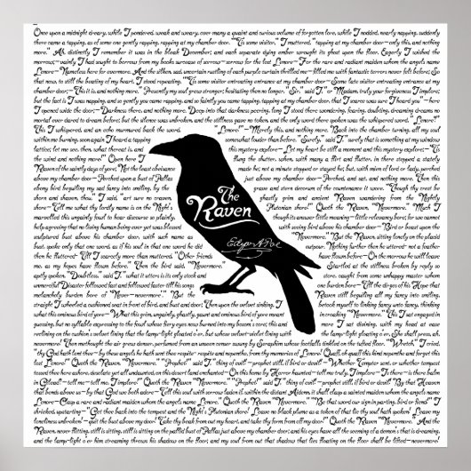 Het volledige gedicht van Raven door Edgar Allan P Poster (Voorkant)