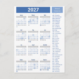 Het volledige jaar Kalender Poster – Clean & Minim Briefkaart