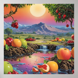 Het volledige kleurenspectrum van fruit 1 poster