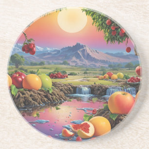 Het volledige kleurenspectrum van fruit 1 zandsteen onderzetter