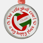 Het volleybalveld is mijn gelukkige plek metalen ornament (Voorkant)