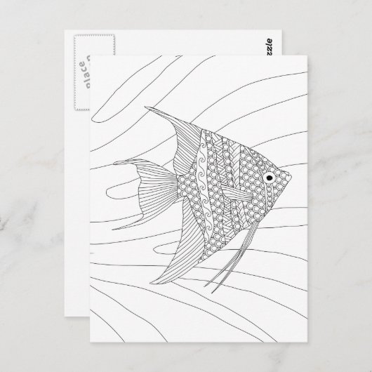 Het Volwassen Kleurende Briefkaart van de zeeëngel (Voorkant / Achterkant)