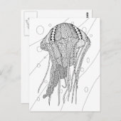 Het Volwassen Kleurende Briefkaart van kwallen (Voorkant / Achterkant)