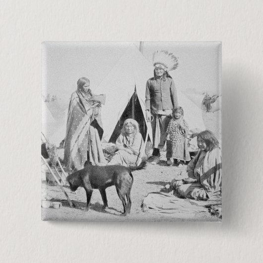 Het voorbehoud Sioux in Pine Ridge, South Dakota, Vierkante Button 5,1 Cm (Voorkant)