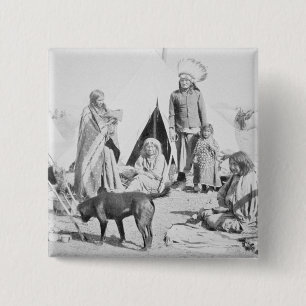 Het voorbehoud Sioux in Pine Ridge, South Dakota, Vierkante Button 5,1 Cm