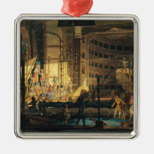 Het voorbereiden van Scenery in een Theater Metalen Ornament